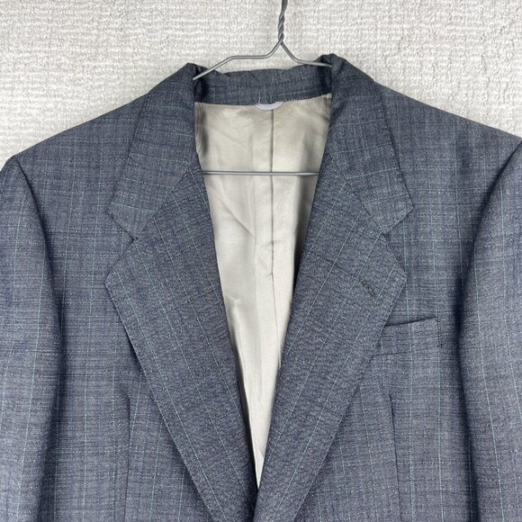 Vintage Pierre BALMAIN Jacket 38S Wool Light Grey Blue stripped 90's Read* - Picture 2 of 16